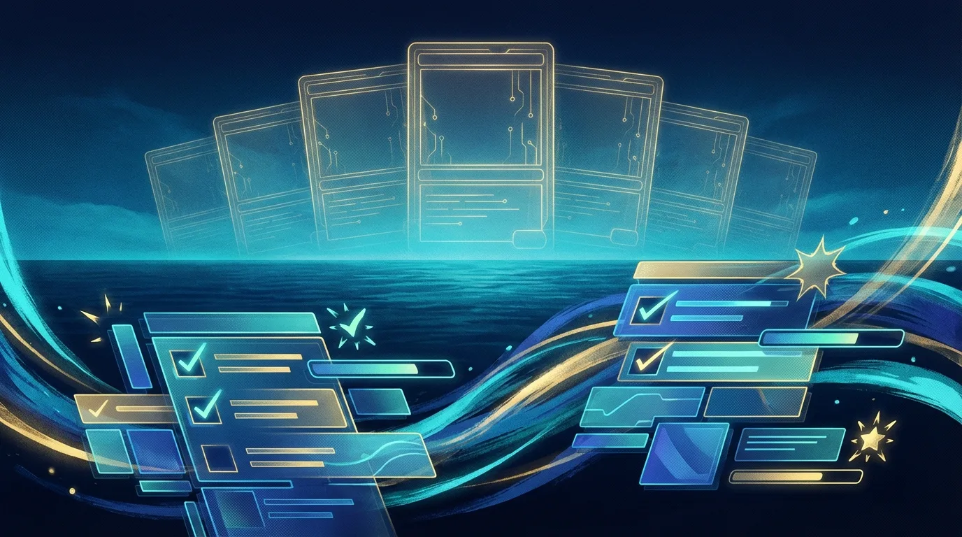 Abstract editorial artwork for One Piece TCG collector checklists.